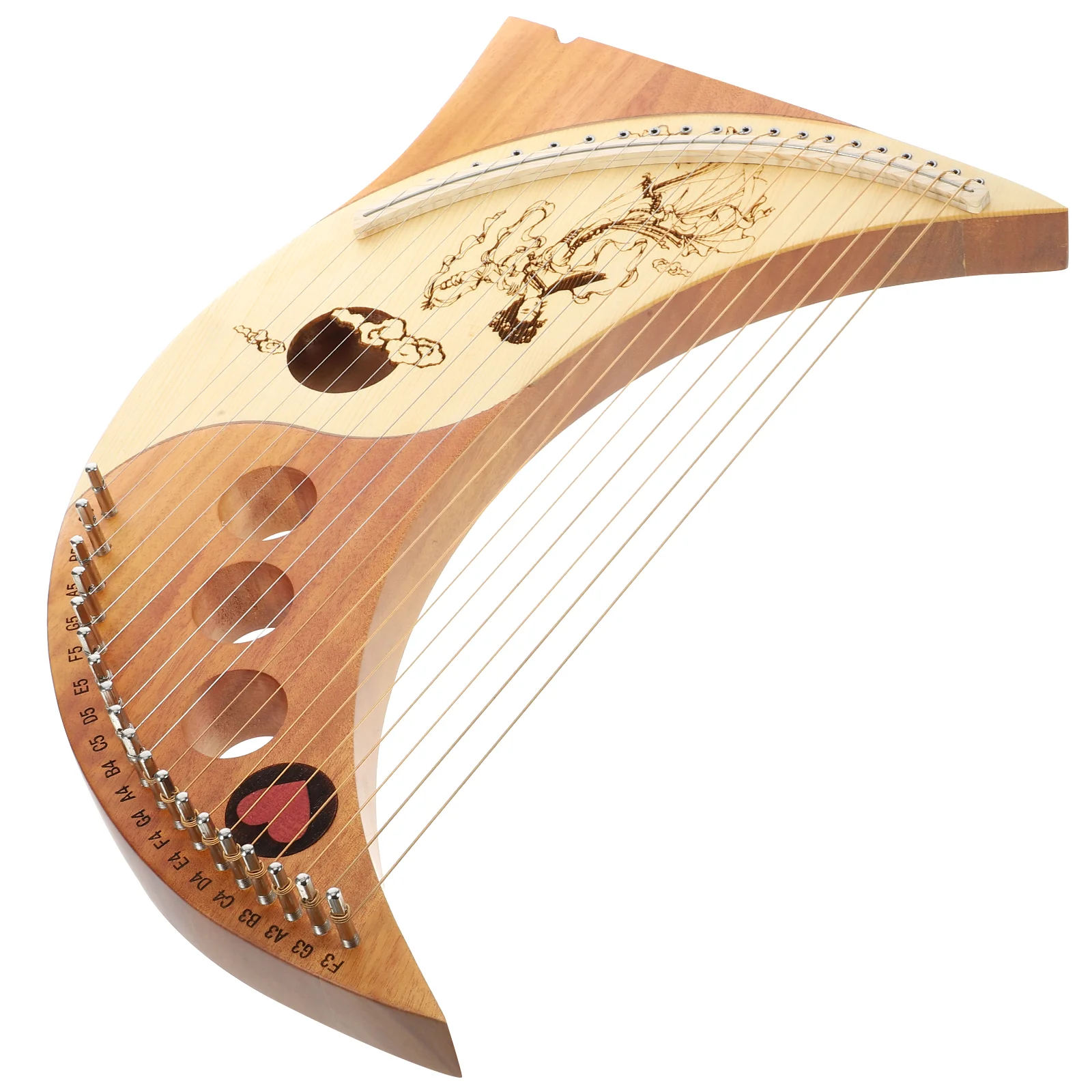 19 String Lyre Harp Kids Musical Instruments Handheld Wood Body String Instrument Ancient Style Retro Child Solid Chinese Fir