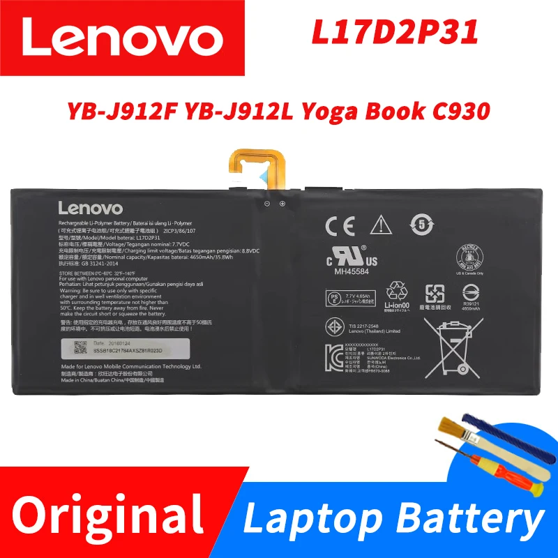 

Original Lenovo YB-J912F YB-J912L Yoga Book C930 L17D2P31 Laptop Battery