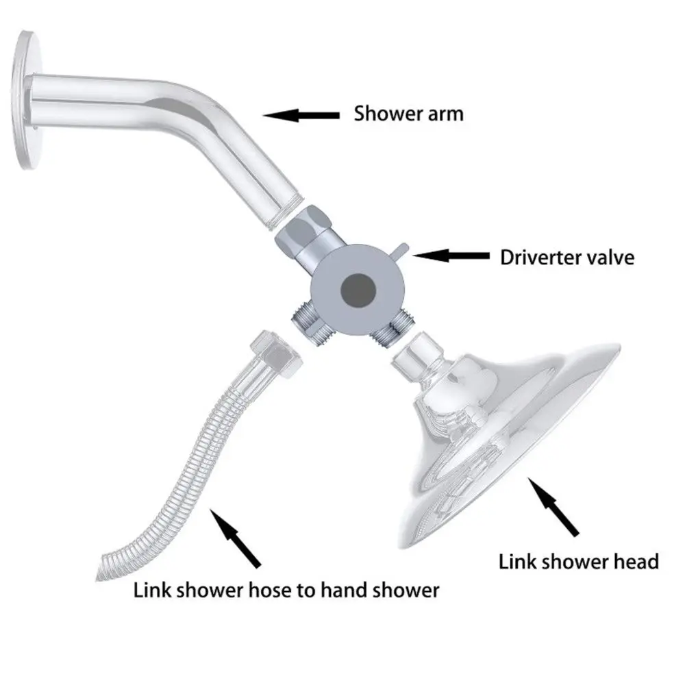 3-Way Connector T-Adapter Shower Head Shunt Diverter Valve Switch Adjustable Arm Mounted Diverter Valve Toilet Bidet Bathroom diverter valve shower head diverter valve t adapter valve