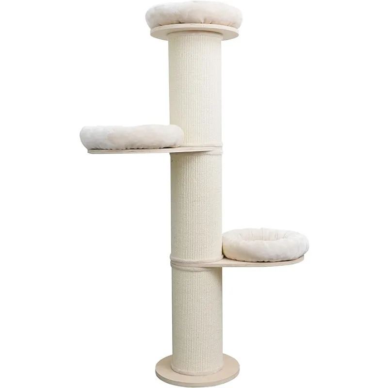 

74" Tall Wood Cat Tower Tree Wall Anchored with Sisal Scratching Climbing Posts Cat Tree Cat Scratch Board Cat Tree Scratcher