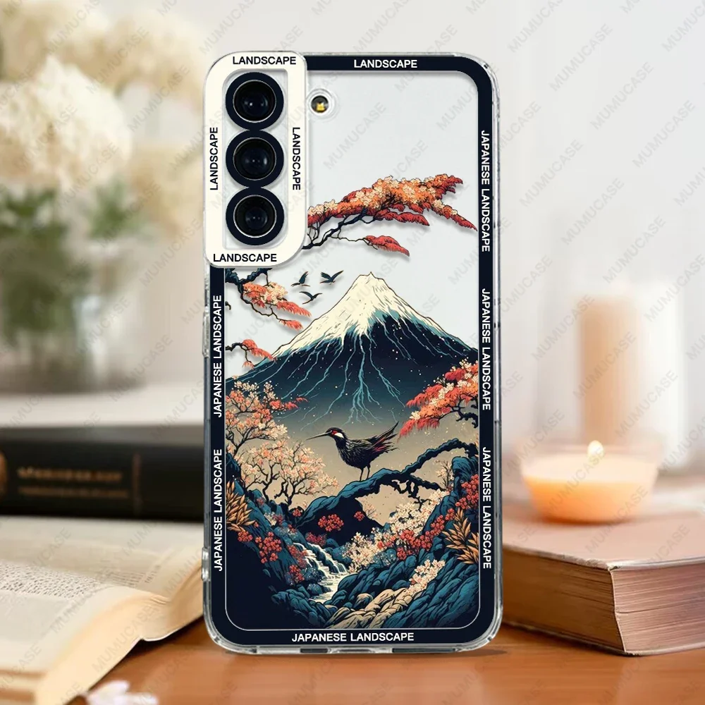 thumbnail image 1 of Case For Samsung Galaxy S24 S20 S21 FE S22 S23 Ultra A32 A33 A50 A52 A53 A73 A54 A14 Soft Cover Japanese Landscape Waves, 1 of 4
