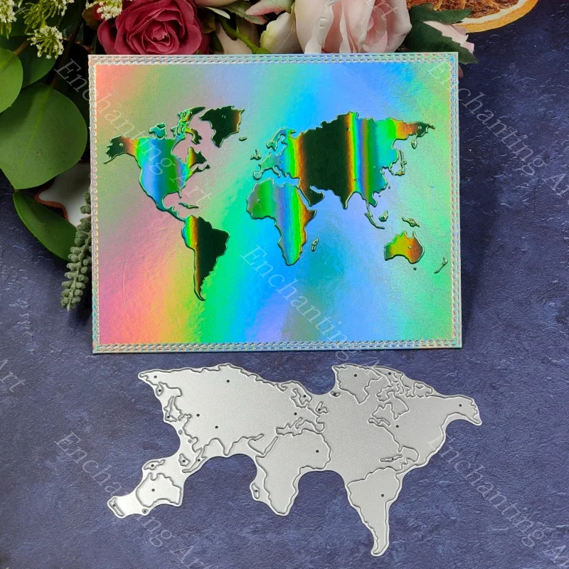 

World Map Metal Cutting Dies 2023 New Stencils for Scrapbooking/Photo Album Decorative Embossing DIY Paper Cards
