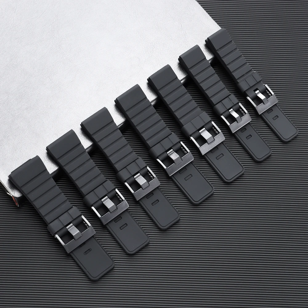 Black Waterproof Silicone Rubber Wristband - Universal Fit