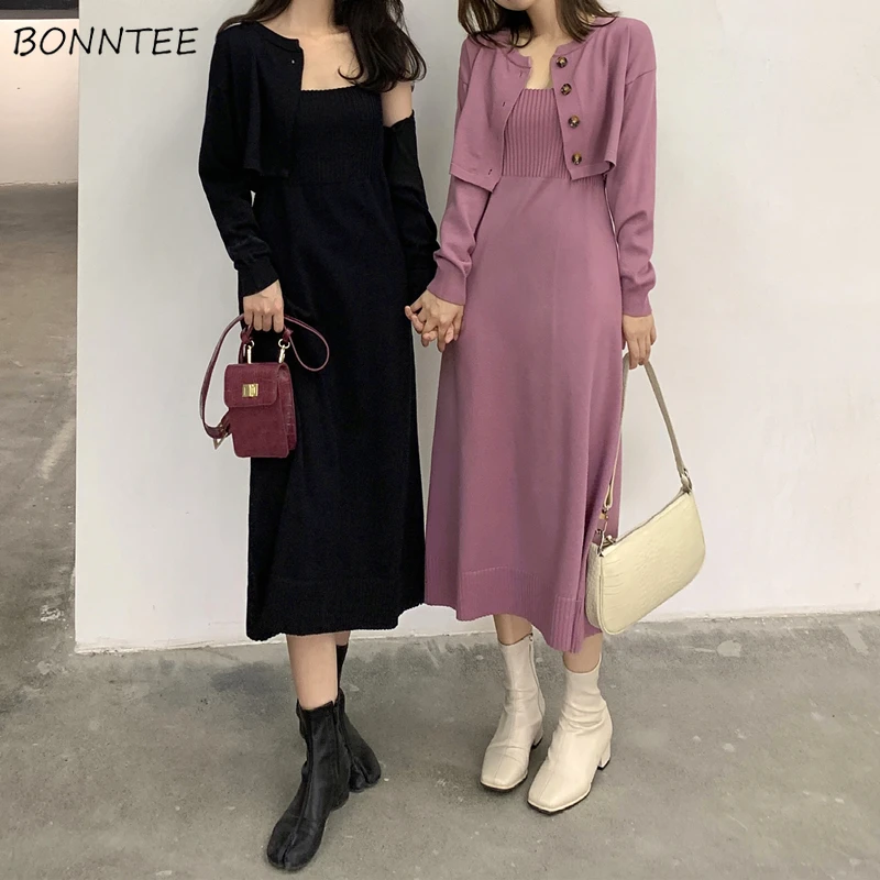 

Женское осеннее платье без рукавов, новое модное однотонное вязаное платье-трапеция для отдыха, универсальная уютная Элегантная туника с открытой спиной для колледжа, платья