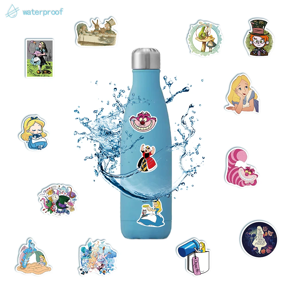 10/50PCS Disney Movie Alice in Wonderland Stickers for Water