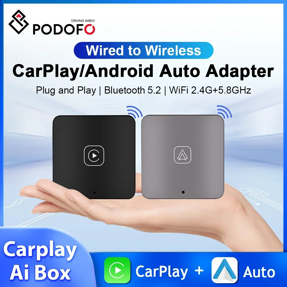 Podofo Wireless Android Auto Box Carplay Box Wireless Android Auto Adapter Bluetooth Wifi Plug And Play Per Vw Audi Toyota Honda