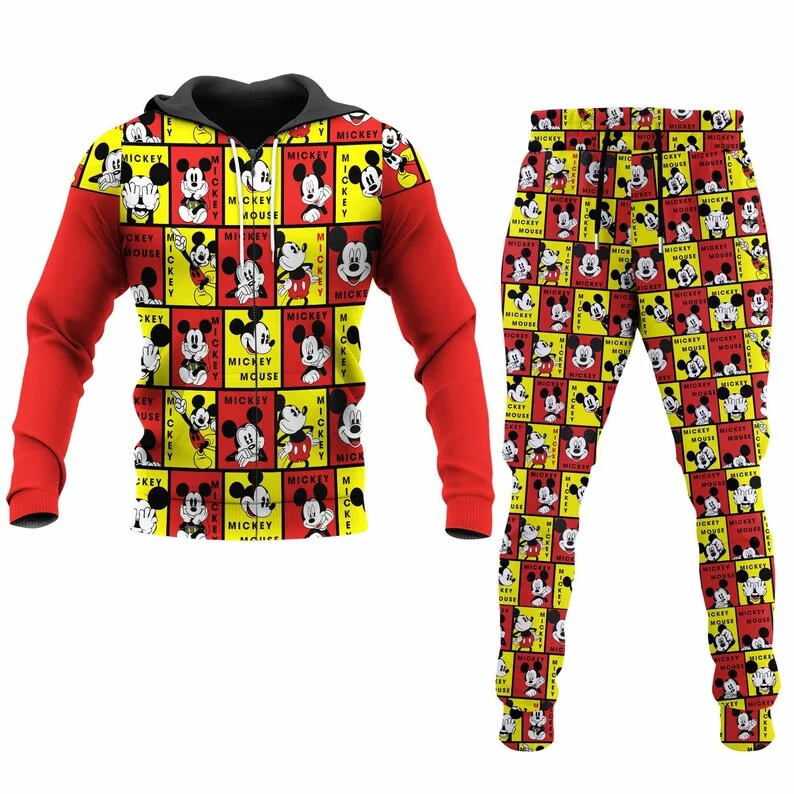 Mickey Mouse Fashion Men's Set Disney Hoodie and Jogging Pants 3D Casual Sports Set 2