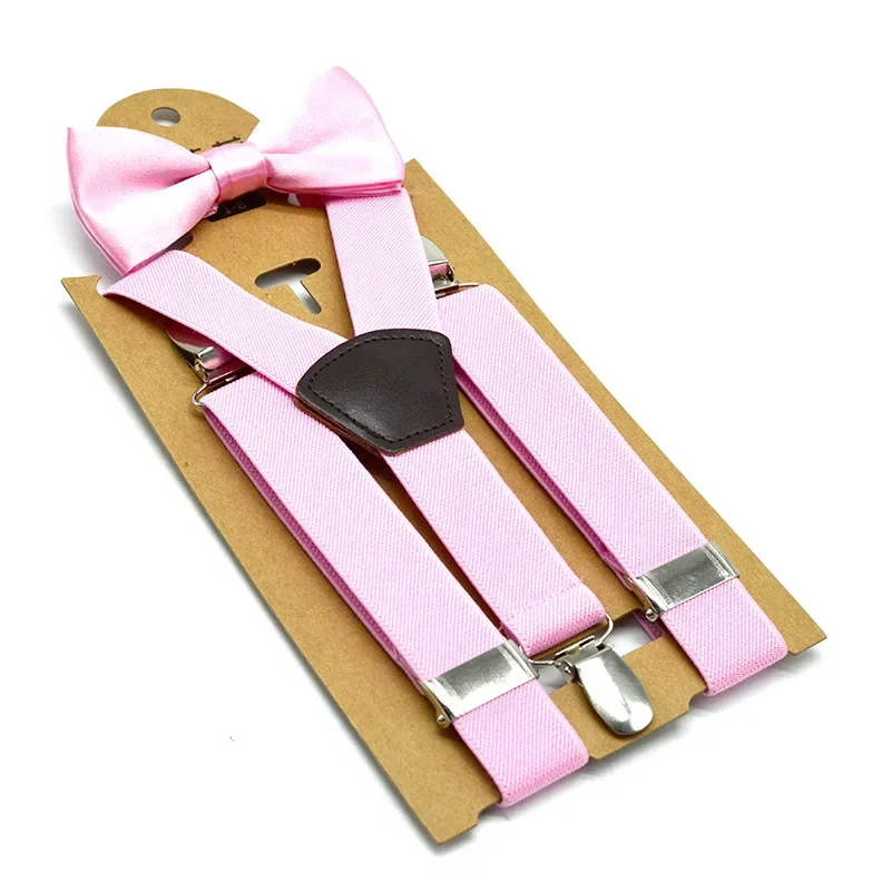 Children New High Elastic Bow-knot Set Kids Baby Boy Toddler Party Wedding Matching Braces Suspenders Fashion Luxury Bow Tie Set