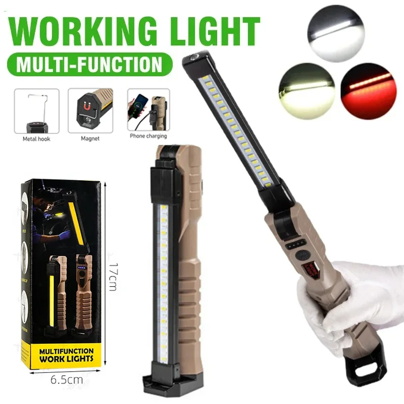 Multifunctional Portable COB LED Work Light with Magnetic Base and Hanging Hook 5 Modes For Outdoor Camping Car Repair led flashlight led lights camping lamp led work light camping lights work light
