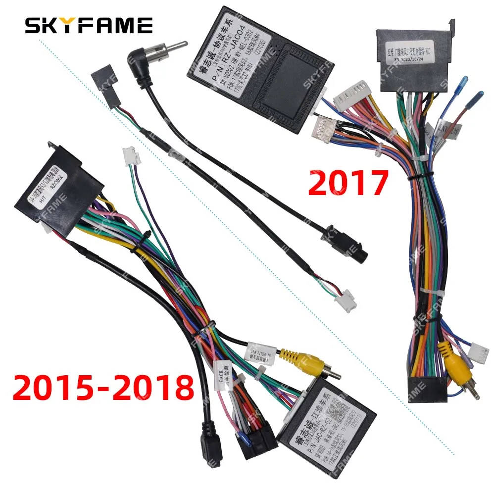 SKYFAME Car 16pin Wiring Harness Adapter Canbus Box Decoder Android Radio Power Cable For JAC Refine S3 S2
