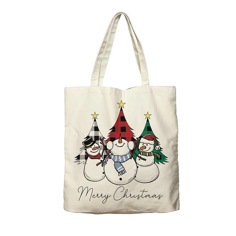 Cloth Christmas Gift Canvas Bag Snowman Three Dwarfs Bag Christmas Eve Tote Bag Candy Handbag Navidad Joy 2025 Party Supplies LI