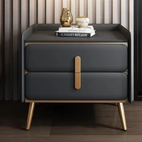Table de chevet haut de gamme, meuble de luxe Simple en bois massif, meuble de maison en cuir, meuble de rangement moderne, chambre à coucher, planche de roche 4