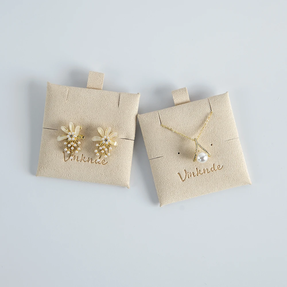 Custom Logo Microfiber Earrings Necklace Organizer Gift Insert Pad Card Suede Jewelry Pendant Bracelet Packaging Multi Hole Card
