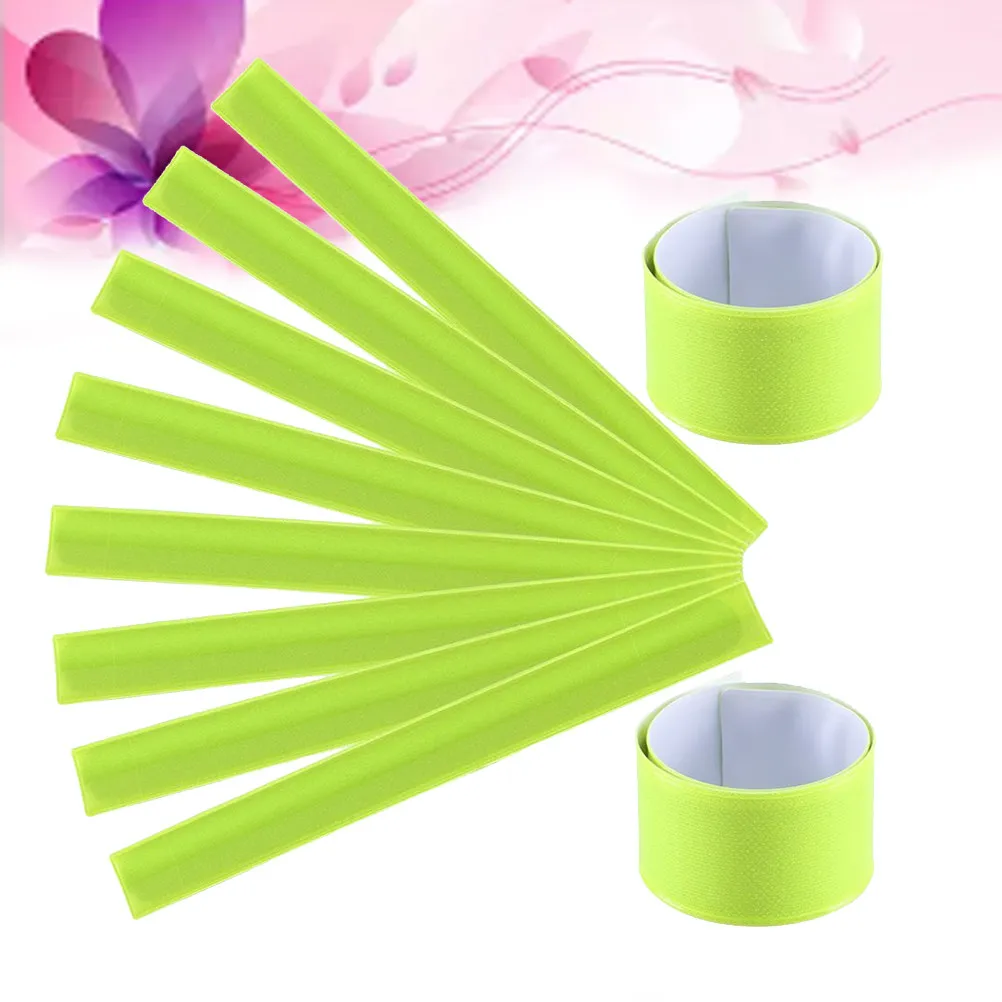 10Pcs 반사 PVC 슬랩 밴드 조정 가능한 손목 밴드 야간 달리기 팔찌 어두운 아침을위한 높은 가시성 안전 밴드