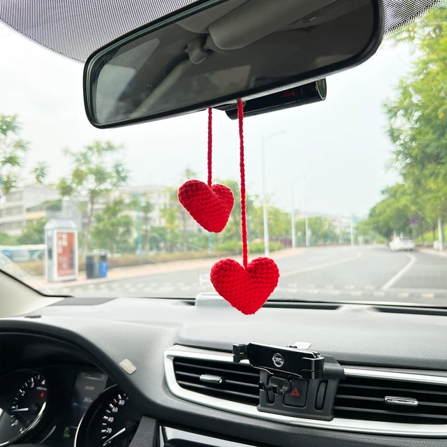 Accessoire de rétroviseur de voiture en forme de cœur pour femme, gadgets  de décoration d'intérieur, crochet de style, rouge, rose - AliExpress