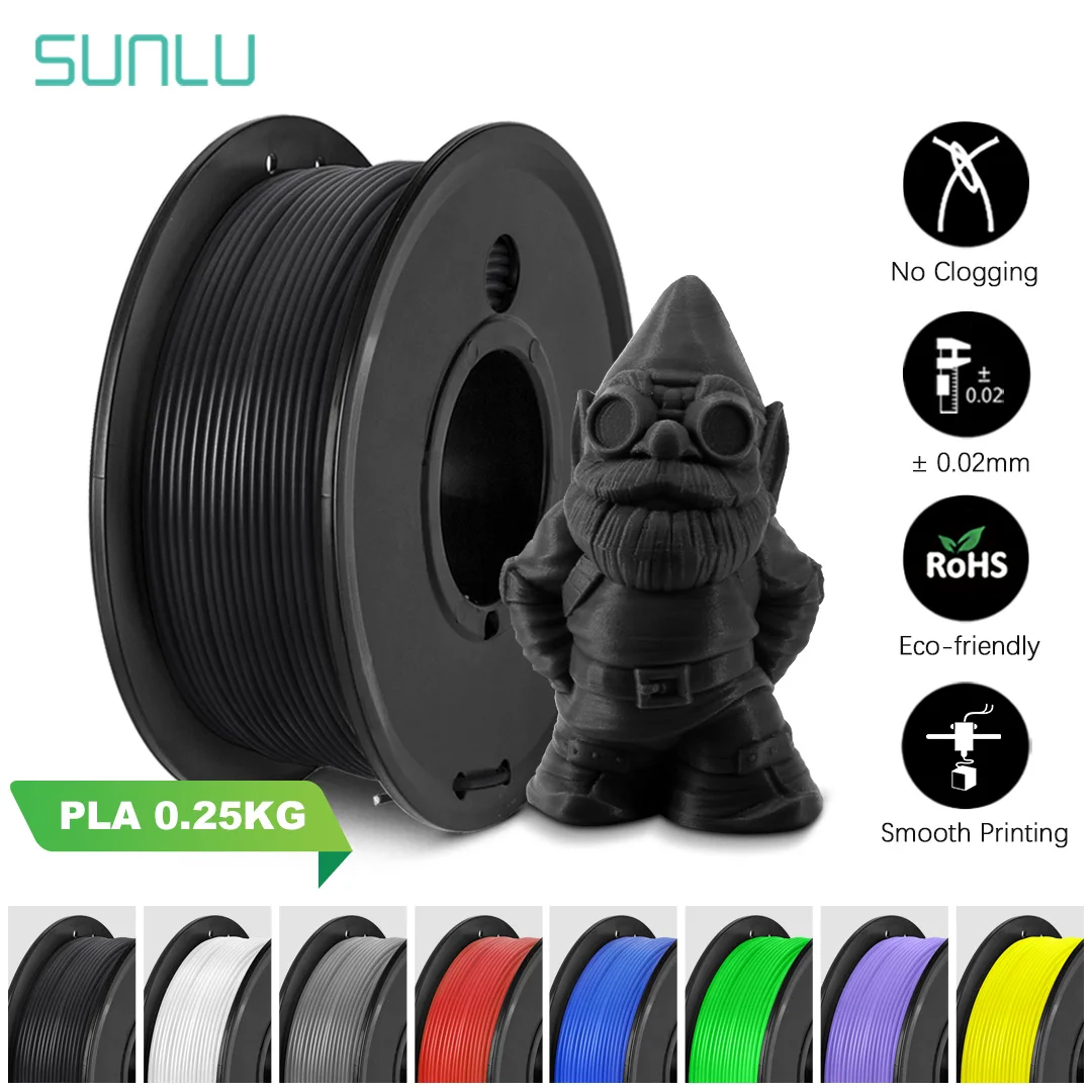 SUNLU New Arrivals PLA Filament 3D Printer Filament 1.75mm 0.25KG With Spool For 3D Pen Refill 18 Colors Free Fast Shipping sunlu 3rolls pla meta 3d printer filament 0 25kg roll 1 75mm mini spool high liquidity better for fast print child 3d pen refill