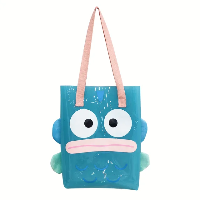 Cute Kawaii Anime Sanrios Hangyodon Cartoon Storage Bag Large Capacity Shoulder Bag Transparent Jelly bag PVC Handbag Girls Gift 1