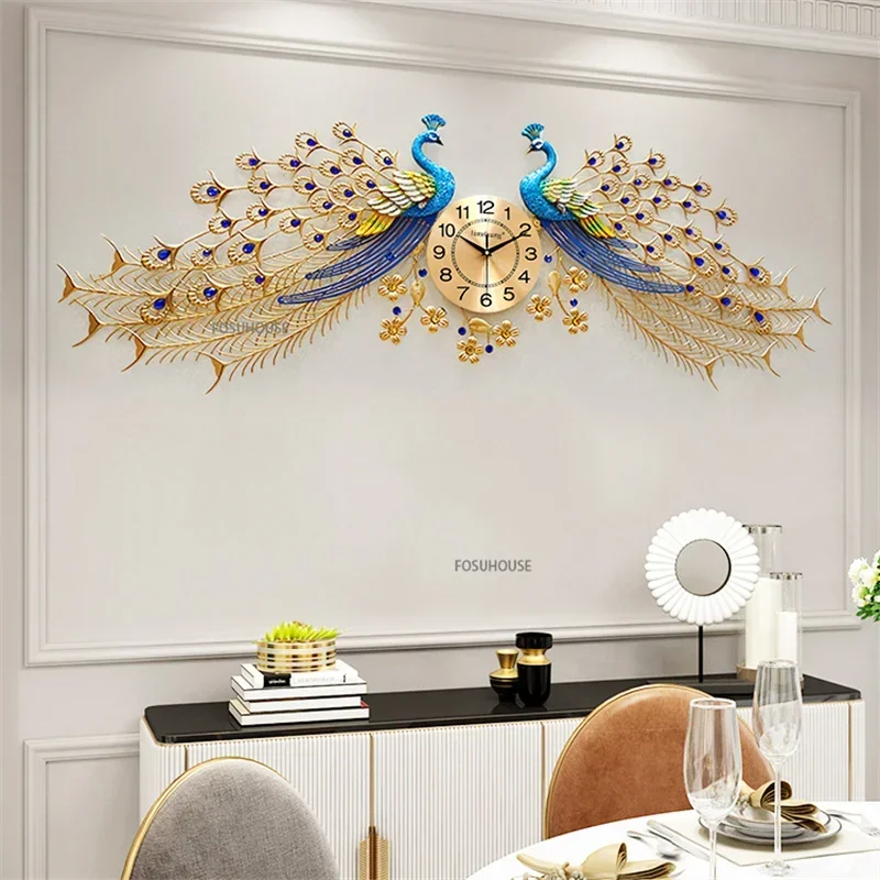 Modern Creative Wall Clock Wall  Peacock Clock Wall Clock Living Room Decoration Home Decor European Light Luxury Silent Clocks 3
