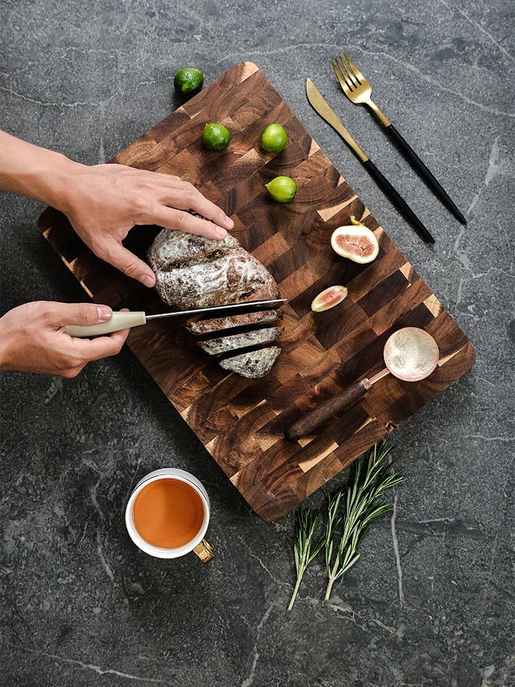 Acacia wood Solid wood cutting board Home kitchenMold resistant and durable geometric grid splicing wooden cutting board