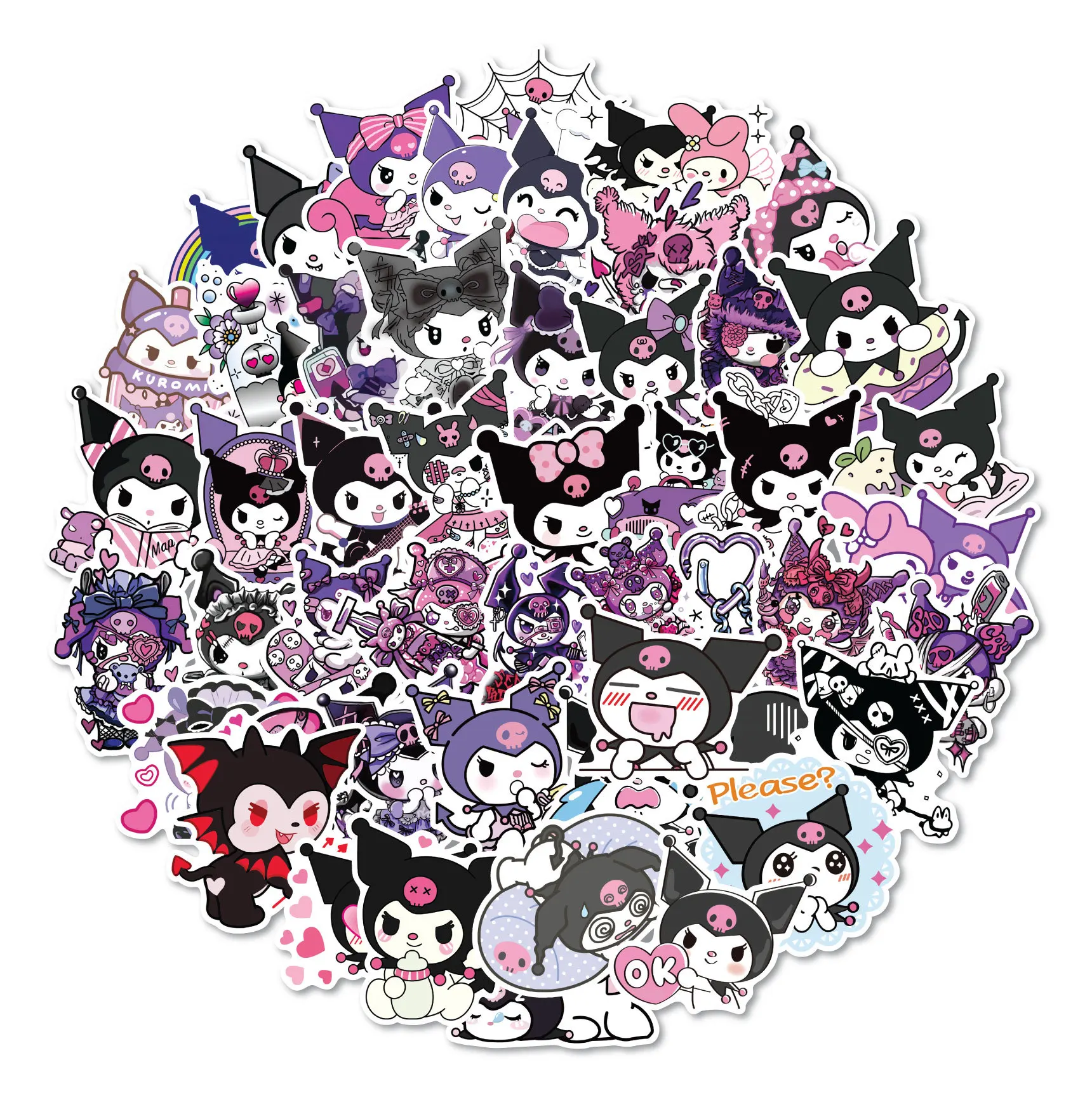 

2023 New 50 Kulomi Stickers Graffiti Laptop Sticker Luggage Phone Decorative Sticker Water Glass Sanrio Cute Sticker