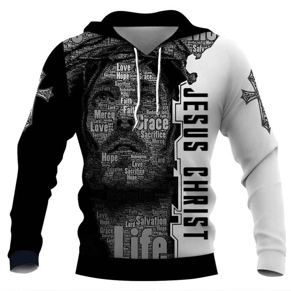

Christian Jesus Men's Hoodie 3D Print Harajuku Clothes Fashion Hooded Sweatshirt Oversized Casual Pullover Tops 2023 New Jackets