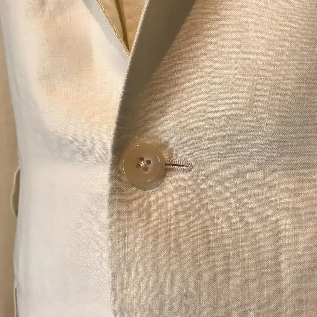 Description Picture 6 of item2024 Summer White Linen Suit For Beach Wedding High Quality Custom 3 Piece Male Blazer Slim Fit Prom Suit For Men Costume Homme