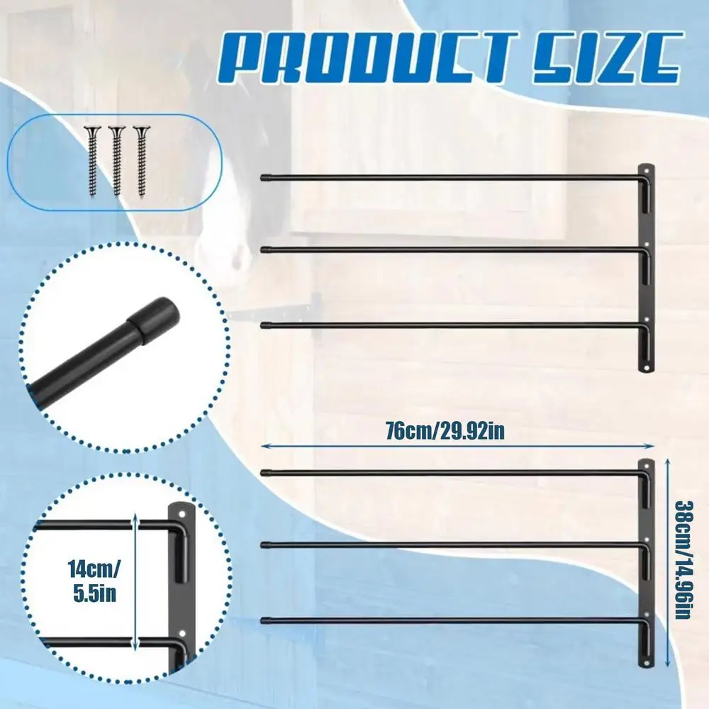 Saddle Blanket Rack Horses Blanket Stall Supplies 180 Degree Swing Out Sturdy Saddle Pad Rack Attachment Stable Well-Spaced 7 | Ankaier