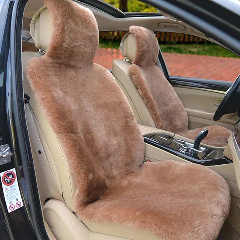 

1PCS 100% Natural Fur Australian Sheepskin Car Seat Covers Universal Size Protect Seat cushion Winter Warm Plush Car Accessories