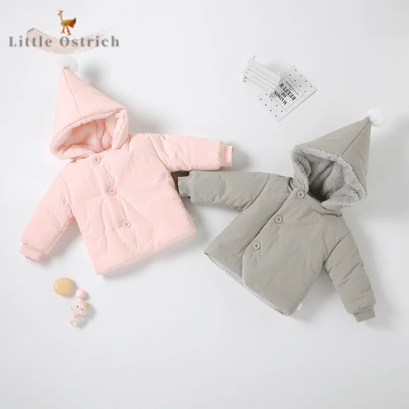 

Newborn Baby Girl Boy Cotton Hooded Coat Toddler Child Fleece Inside Jacket Autumn Winter Long Sleeve Outwear Baby Clothes 3M-2Y