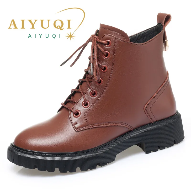 

AIYUQI Women's Winter Boots Large Size 2024 New Genuine Leather Non-slip Women's Snow Boots Natural Wool Warm Women's Ankle Boot