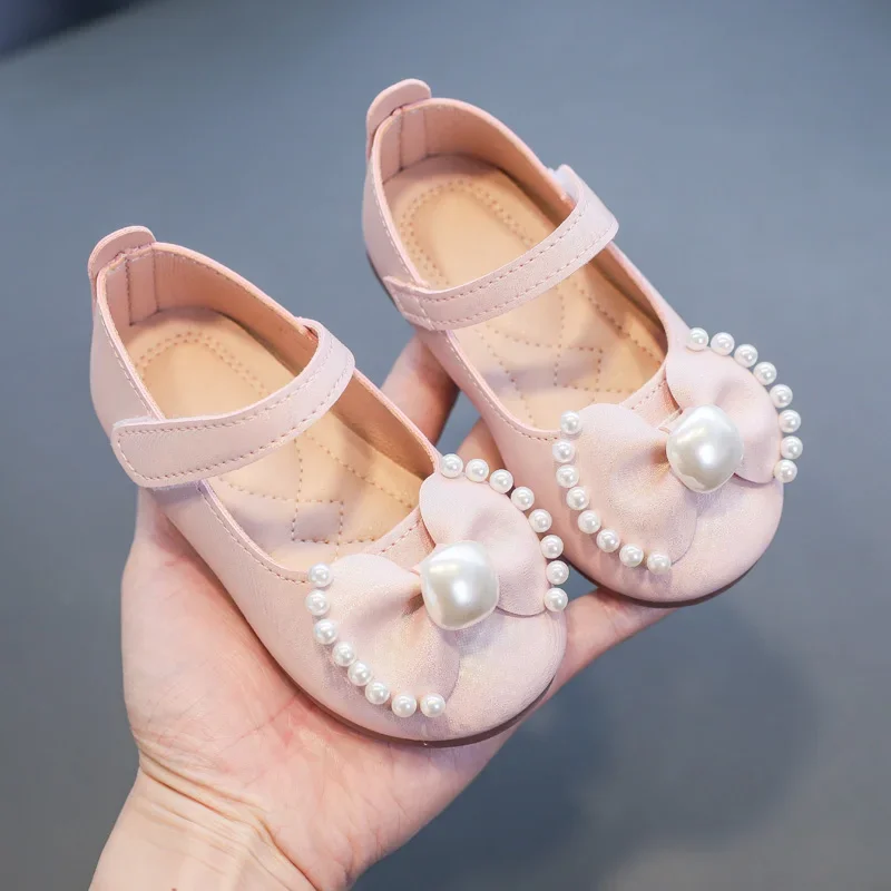 Girls Pearl Mary Jane Flats Shoes for Wedding Party