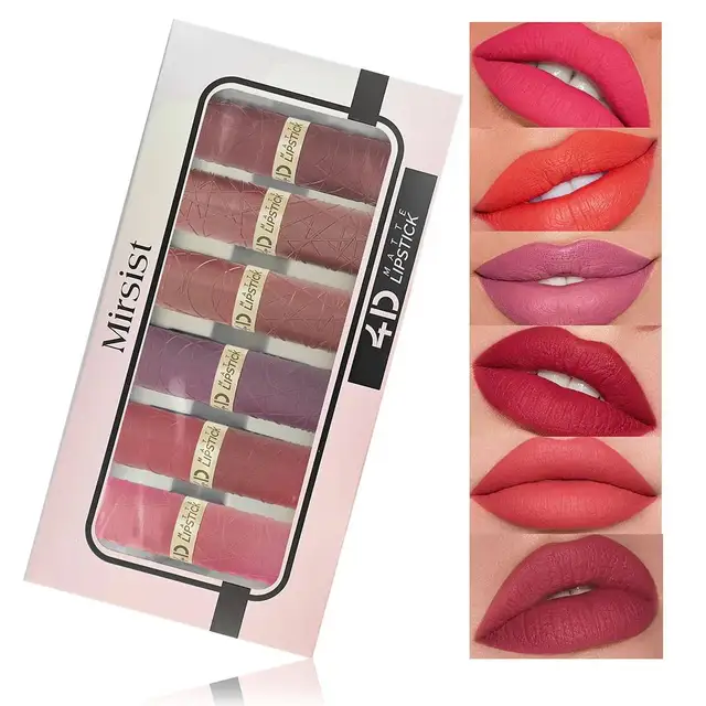 6Pcs Velvet Matte Lipstick Set Long Lasting Waterproof Lip Makeup Non Stick Moisturizing Lip Tint For Women Sexy Beauty 2