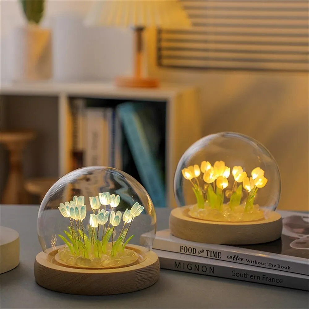 Artificial Tulip Flower Night Light Handmade DIY Bedside Lamp LED Night  Lamp Bedroom Decor Christmas Birthday Gifts Table Lamp - AliExpress