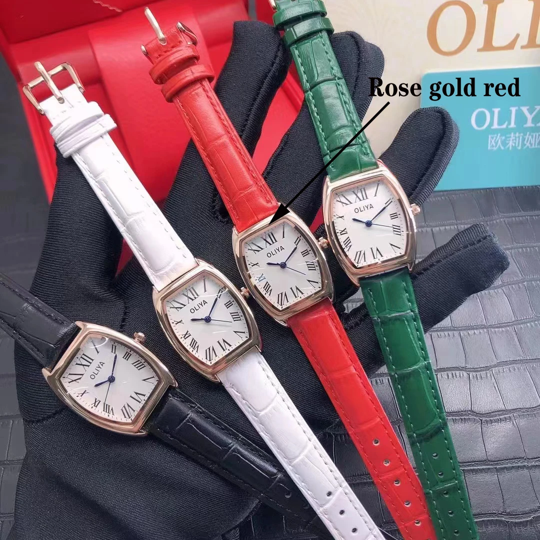 Luxury Wine Barrel Watch Quartz Watch Ladies gift Fashion Steel Leather Strap Durable waterproof classic ladies watch