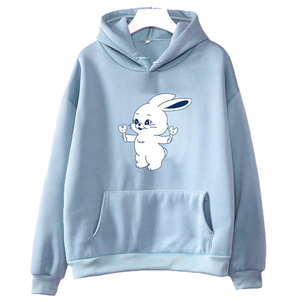 

New Jjeans Korean Style Sweatshirts Cute Rabbit Graphic Hoodie Female Autumn Casual Trendy Clothes Fleece Warm Hooded Pullovers