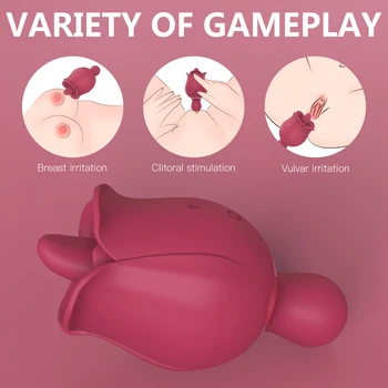 9 Speeds Rose Toy Tongue Oral Licking Vibrators Sex Toys For Women Clitoris Stimulator Dildo Rose Vibrator USB Power for Adult 2