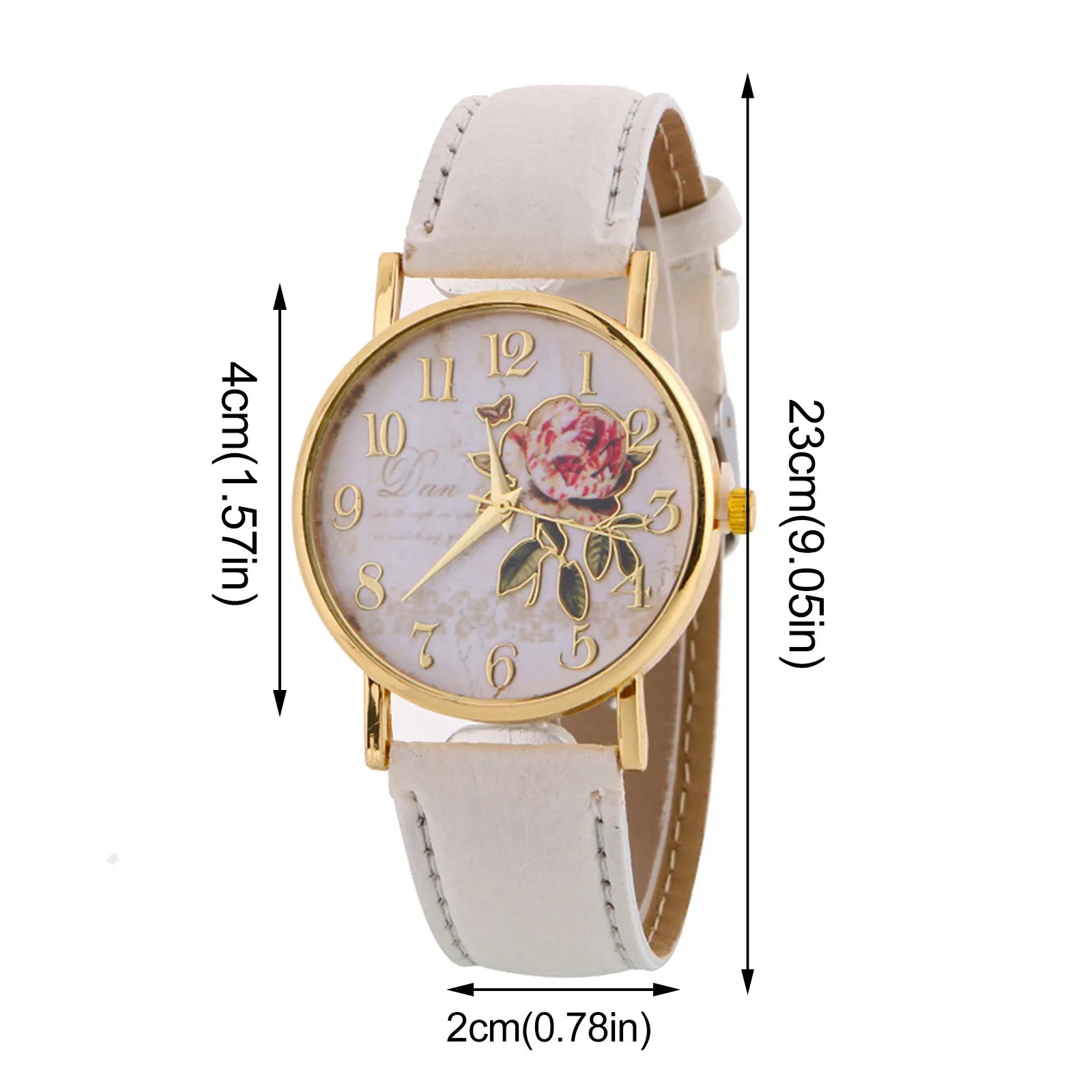 Elegant Ladies Luxury Watch Fashionable Floral Pattern Leather Strap Alloy Quartz Watch Top Clock Lover Circular Dial Watch 3