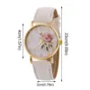 Elegant Ladies Luxury Watch Fashionable Floral Pattern Leather Strap Alloy Quartz Watch Top Clock Lover Circular Dial Watch 3