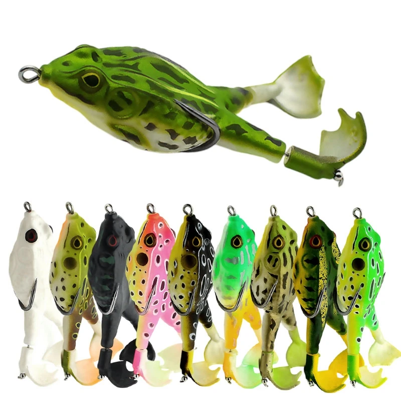 Silicone Frog Fishing Lure 13g/16g Double Propeller Legs Soft Frog Bait for Pike Bass Artificial Frog Bait Topwater Wobblers