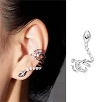 1pc Y2K Ins Style Snake Ear Cuff Earrings For Women Trendy Silver Color Zirconia Ear Clip Piercing Jewelry Unique Accessories 1