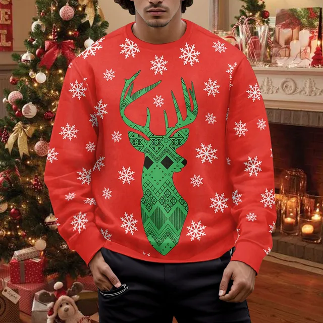 Male Christmas Funny Design Long Sleeve Sweatshirt A Fashionable and Humorous Addition to Your Wardrobe