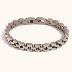 Elegant 6mm Gold - Plated Stainless Steel Chain Bracelet for Women - Luxury Waterproof Jewelry (Silver)