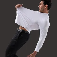 Men's Ultra Stretch Long Sleeve Shirt Business Casual High-Quality Slim Casual Luxury Smooth Shirt Social White Formal Dress Top