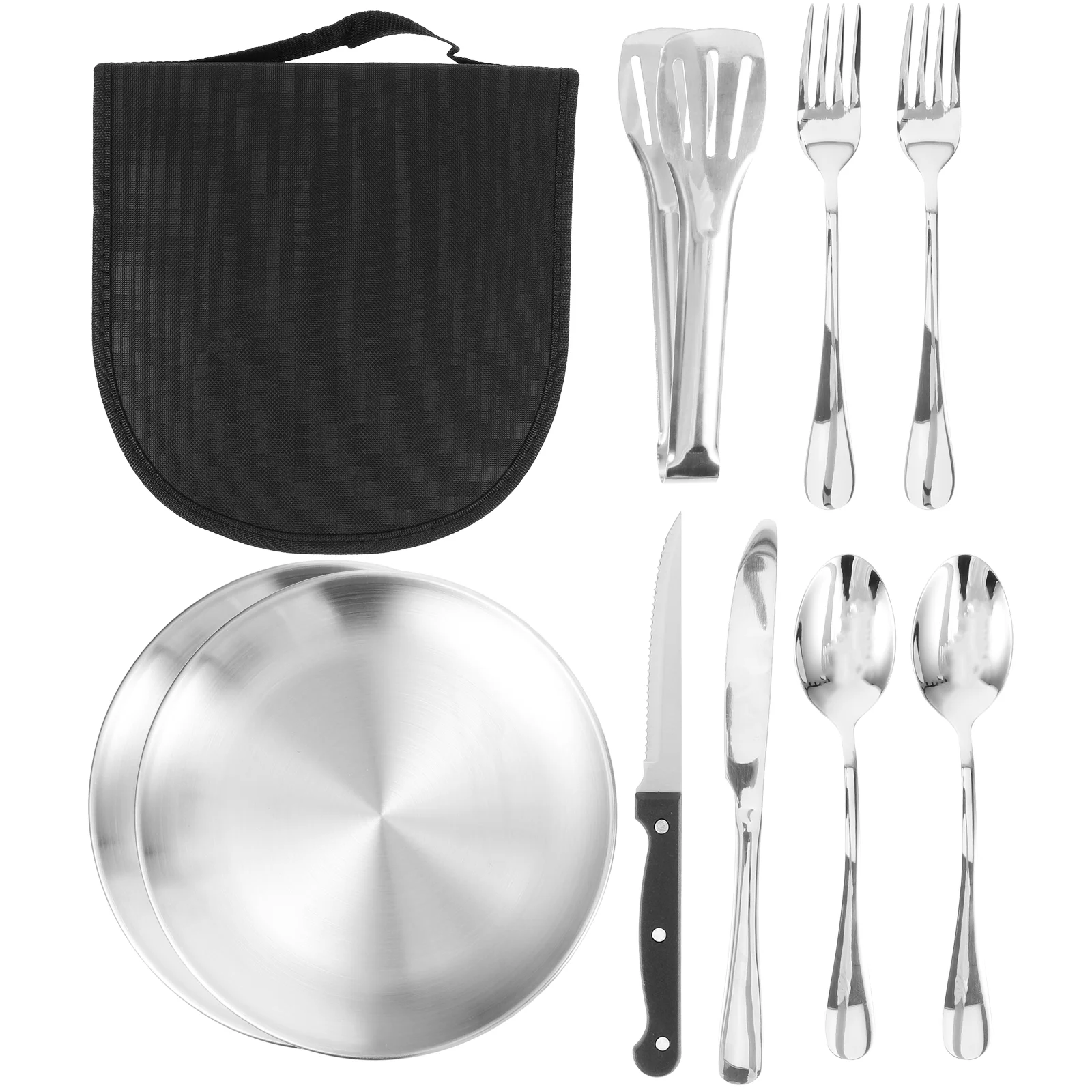 

1 Set of Camping Tableware Set Stainless Steel Cutlery Kit Camping Utensil Set Portable Flatware Kit