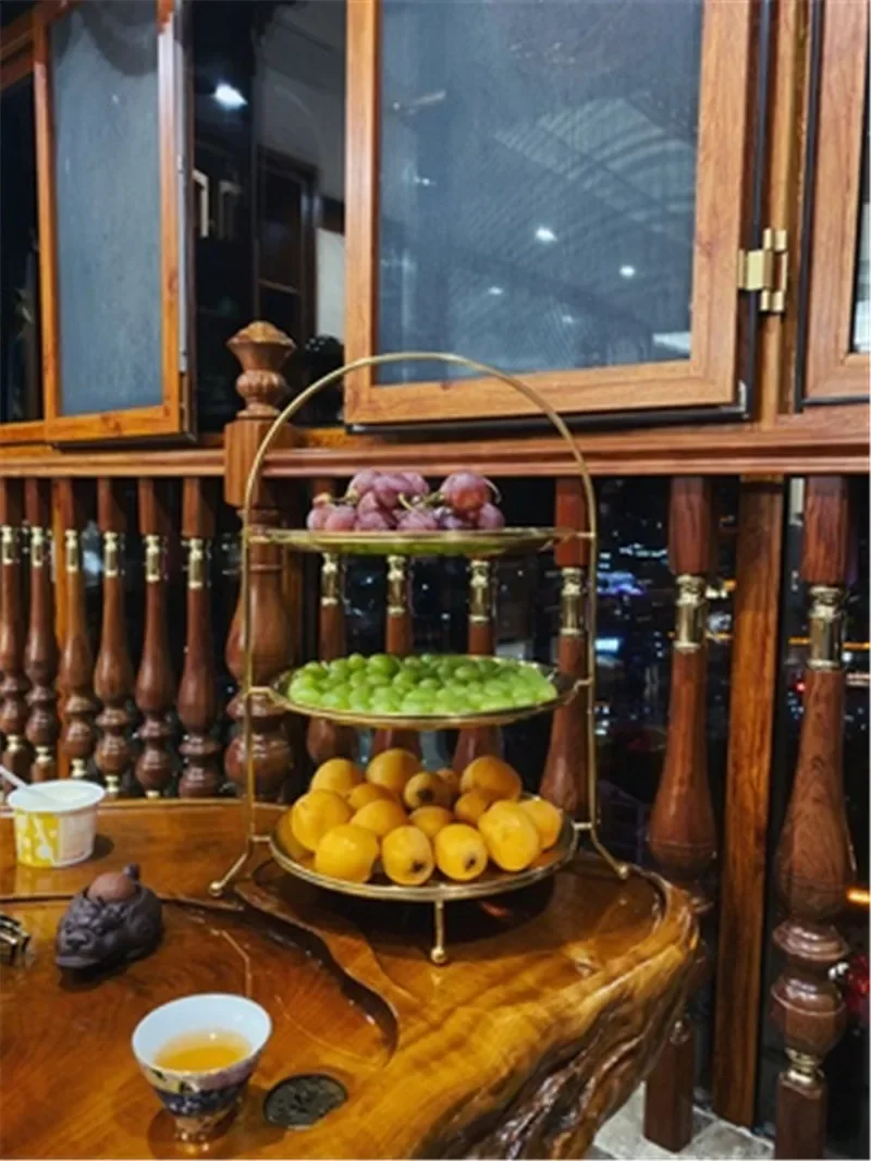 Gold Fruit Plate European 3 Layer Snack Rack Cake Display Rack Pastry Dish Serving Tray Fruit Candy Shelf Room Party Decoration