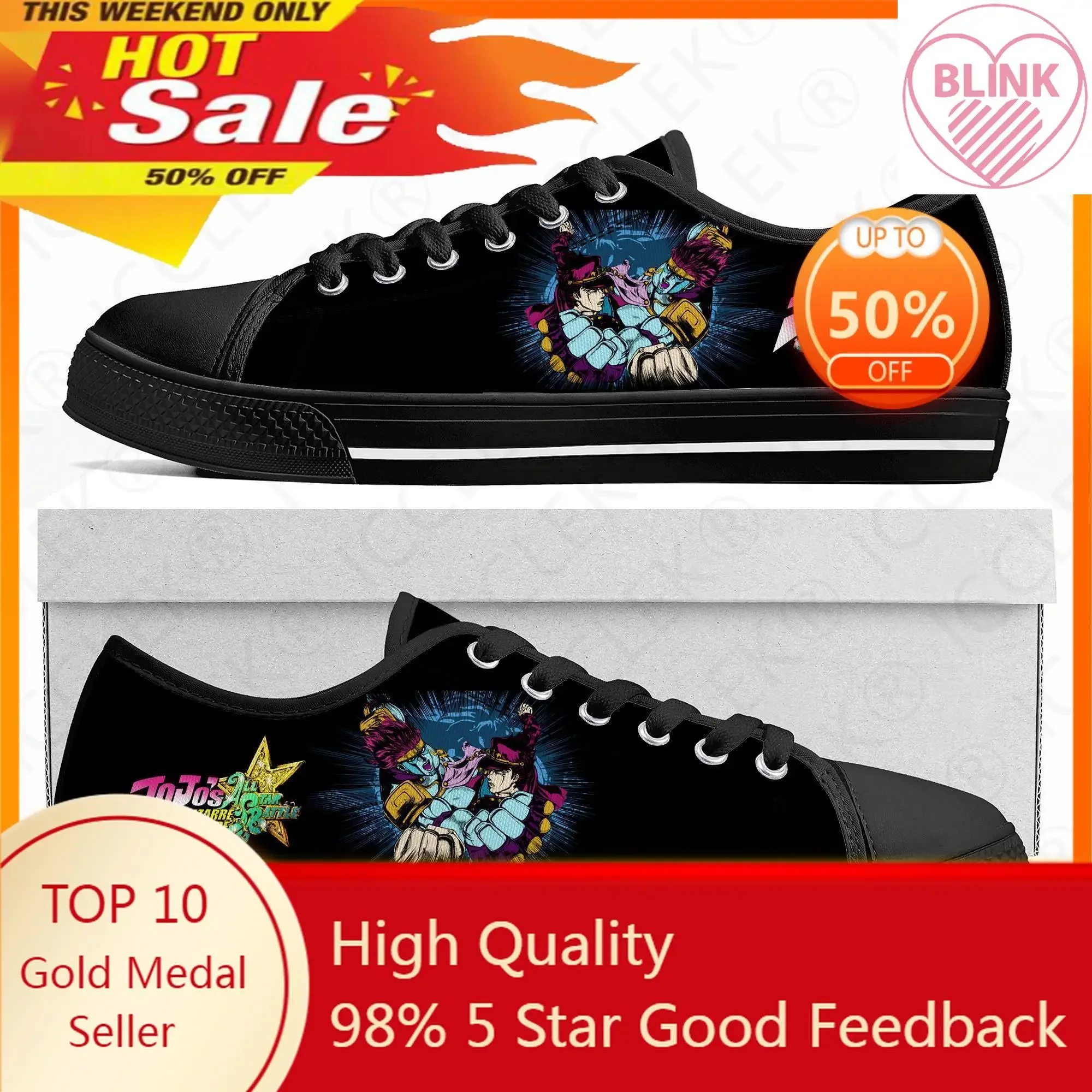 

JoJos Bizarre Adventure Low Top Sneakers Mens Womens Teenager Cartoon Manga Canvas Sneaker Couple High Quality Shoes Custom Shoe