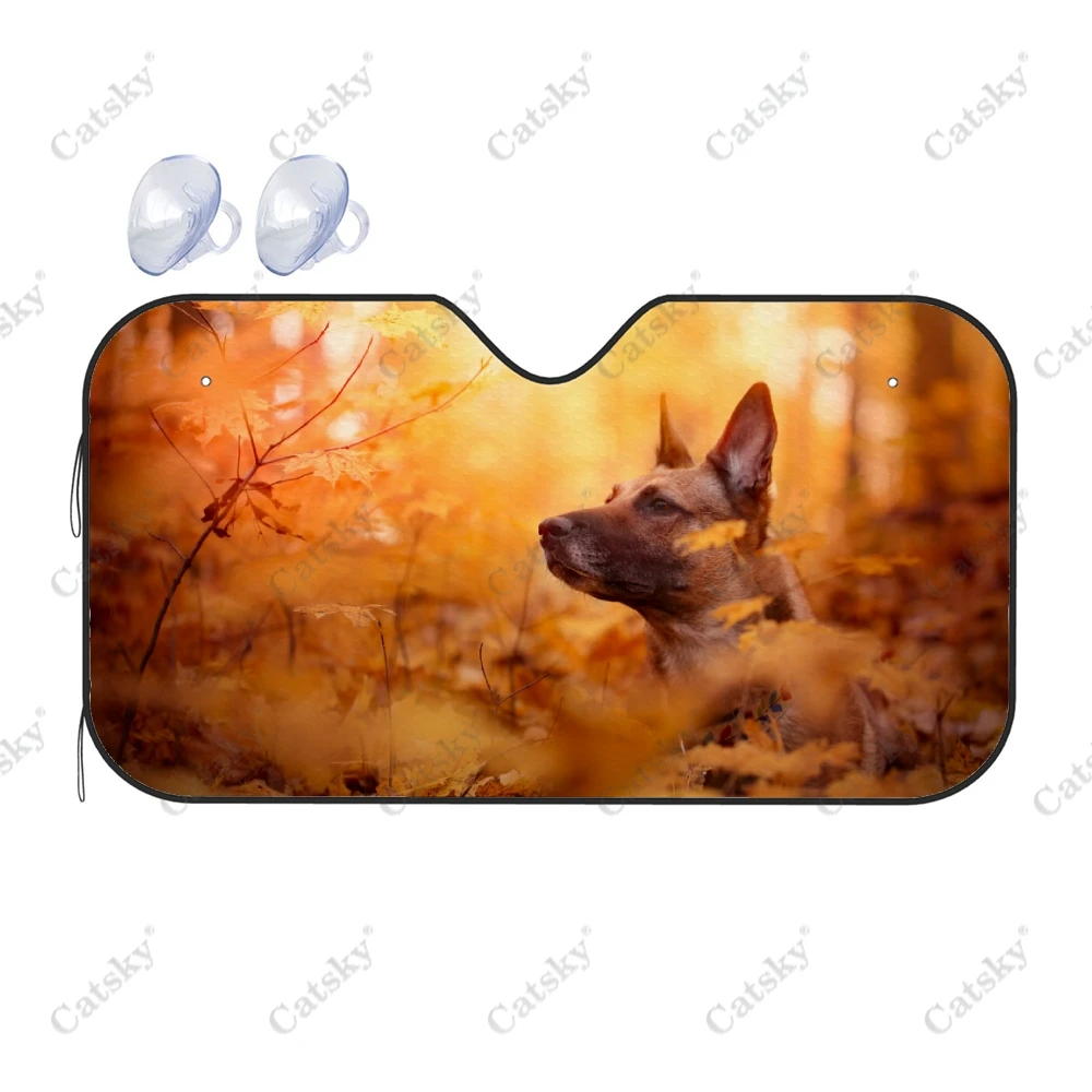

Belgian Malinois Dog Car Windshield Sunshade,Universal Auto Sun Shade Funny Design Sun Visor Fit Most Vehicle SUV Truck Van