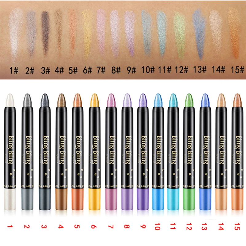 15 Colors Eyeshadow Pencil Waterproof Long Lasting Eye Highlighter Shiny Colorful Pearlescent Eyeshadow Pen Cosmetics eyeshadow pencil eyeshadow pen