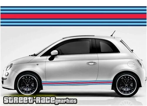 

Наклейки графические Виниловые для x2 Fiat 500 side racing Stripe 055 Martini style