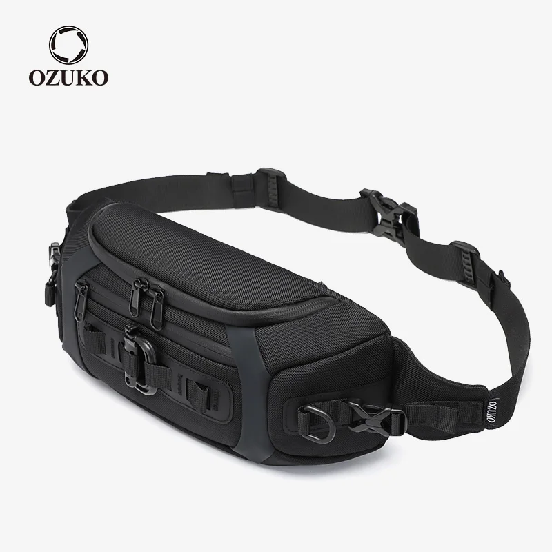 

Модная поясная сумка OZUKO для мужчин, многофункциональная водонепроницаемая Спортивная тактическая нагрудная Сумочка через плечо